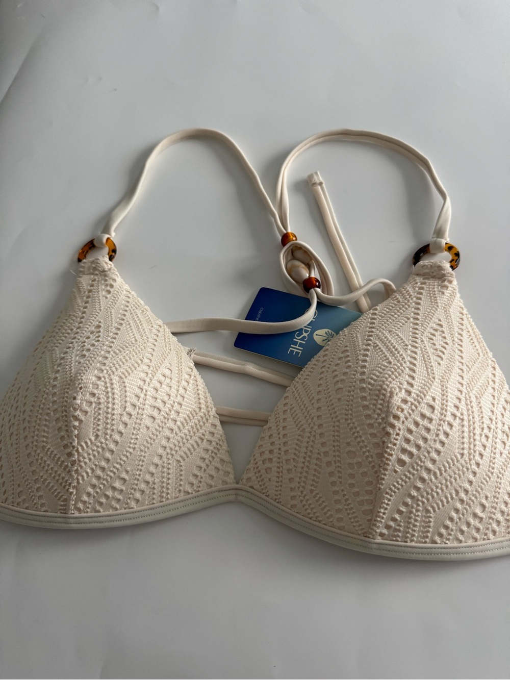 Cupshe Cream Crochet One-Piece Swim Top